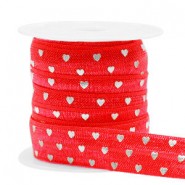 Elastisches Band 15mm hearts Red-silver